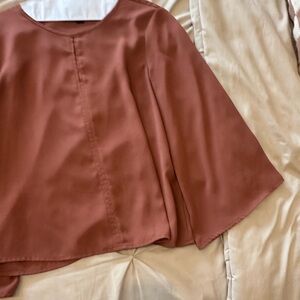 THREE SIZE SMALL FOREVER 21 work blouses (burgundy/ brown, green and white)
